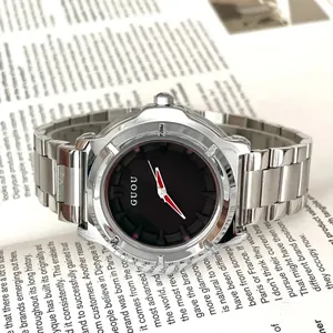 Orologio al quarzo minimalista da donna con cinturino in acciaio argento e grande quadrante nero