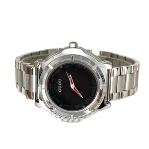 Orologio al quarzo da donna minimalista con cinturino in acciaio argento e quadrante nero
