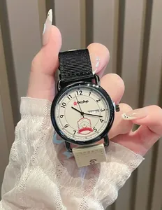GCCLIYO women's quartz watch with dual calendar and contrast canvas strap design
