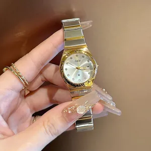 Reloj de cuarzo GEDI de lujo para mujer con una correa de acero inoxidable bicolor y función fecha