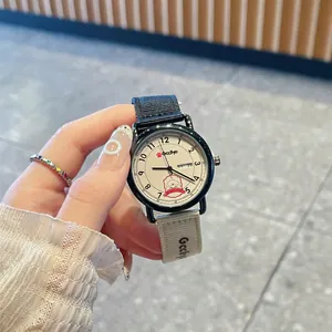GCCLIYO Chic Women's Quartz Watch with Dual Calendar and Cartoon Dog Canvas Strap