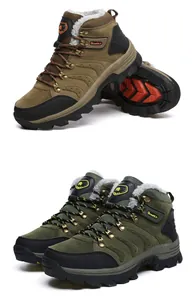 Durable warm high-top winter hiking boots with plush fleece lining and thick non-slip soles