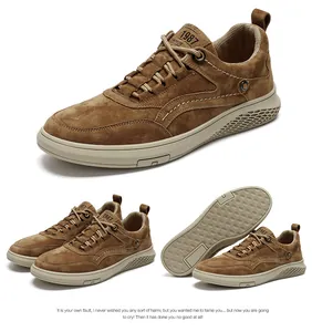 Chaussures décontractées en daim marron pour hommes avec semelle antidérapante et respirante