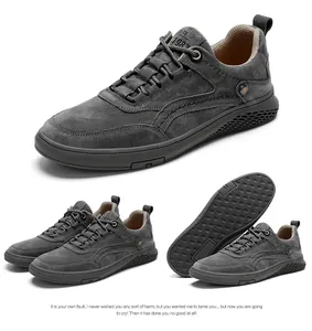 Détails des chaussures décontractées en daim gris pour hommes sous différents angles
