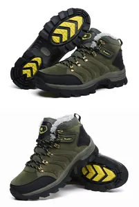 Durable waterproof high-top hiking boots with warm faux fur lining and non-slip sole