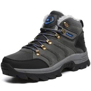 High Top Outdoor Snow Boots For Men Women Waterproof Warm Faux Fur Lining Non-Slip Thick Sole Hiking Boots Winter Shoes