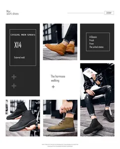 Detailed collage of men's high-top genuine leather chukka boots in multiple colors