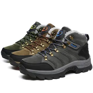 Outdoor waterproof winter hiking boots with warm plush lining for men and women