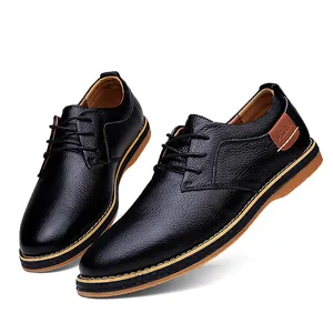 Klassische schwarze Business-Casual-Lederschuhe für Herren mit Handnähten und Schnürsenkeln