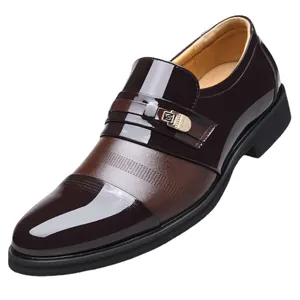 Men's professional formal business leather dress shoes with glossy patent finish