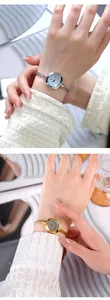 Detalle de reloj GEDI para mujer con brazalete metálico trenzado de diseño creativo