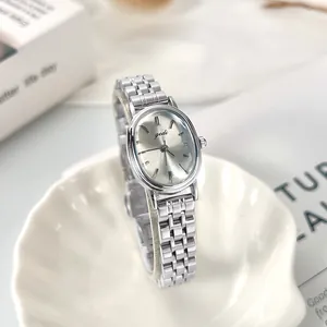 Gedi Women Small Oval Quartz Watch Elegant Vintage Style Alloy Steel Band Simple Fashion Dress Luxury Wristwatch