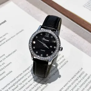 Dimini Reloj de Cuarzo de Lujo para Mujer Moda Strass Esfera de Cielo Estrellado Correa de Cuero Elegante Reloj de Pulsera para Mujer Con Fecha