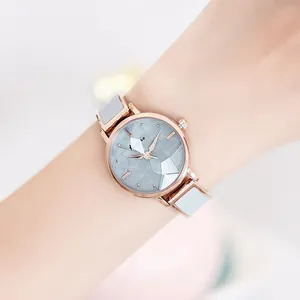 Kimio Women Fashion Quartz Watch Starry Sky Glitter Dial Faceted Glass Waterproof Alloy Strap Casual Ladies Wristwatch