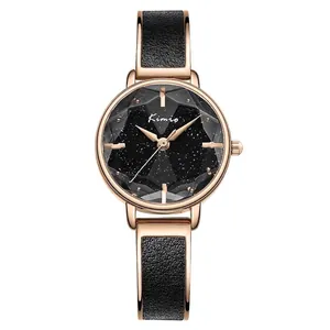 Kimio minimalist women's watch featuring a rose gold case and starry sky faceted dial