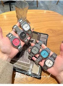 Vintage square women's GEDI steel band watches in six dial colors with date display