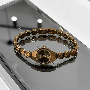 GEDI Women Bracelet Quartz Watch Light Luxury Alloy Strap Faceted Dial Minimalist Fashion Jewelry Wristwatch For Ladies