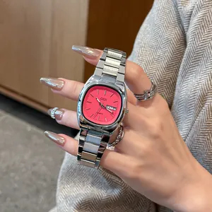 Women's Quartz Watch Minimalist Stainless Steel Square Dial Wristwatch Waterproof Calendar Fashion Casual Ladies Jewelry Watch