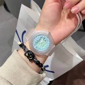 Panmila women's quartz watch with a frosted silicone strap and a light blue dial.