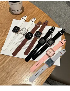 Relojes de cuarzo cuadrados de colores con correas de silicona y calendario