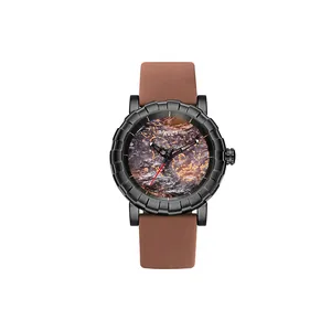 Reloj Assassins Time para hombre con correa de silicona marrón y esfera marmoleada