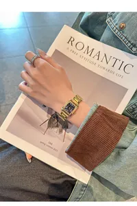 Elegant GUOU rectangular gold steel band watch for women with vintage aesthetic