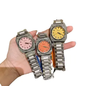 Stylish Dinimi octagonal ladies quartz watch with silver steel band and multi-color dials