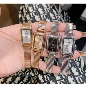 Detail view of Dimini elegant rectangular quartz watches for women in multiple colors