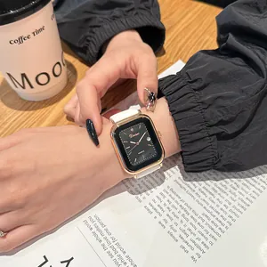 Reloj de Cuarzo Cuadrado Dinimi Moda Minimalista Correa de Silicona Casual Calendario Reloj de Pulsera para Mujer Estudiante Viaje Diario