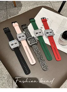 Vista detallada de una colección de relojes de cuarzo cuadrados GUOU de colores
