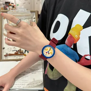 Colorful silicone watch for students featuring a cute star-patterned dial on a model's wrist
