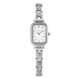 Elegante Vintage-Quarzuhr in Silber mit rechteckigem Zifferblatt und Gliederarmband