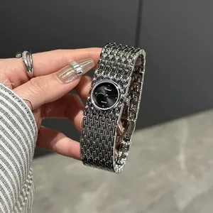 Dinimi Women Vintage Quartz Watch Fashion Small Dial Bangle Bracelet Wristwatch Elegant Metal Mesh Strap Watch For Ladies