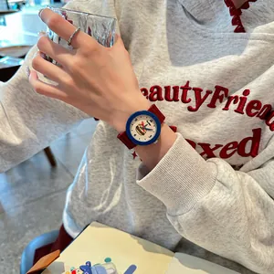 GCCLIYO Preppy Style Silicone Watch For Kids Students Cartoon Burger Cake Illustration Contrast Color Quartz Wrist Watch