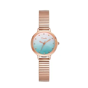 Eavanlin luxury quartz watch for women with pink-green gradient glitter dial