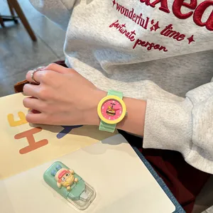 GCCLIYO preppy style color block silicone watch with hamburger illustration dial
