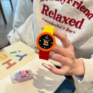 Stylish GCCLIYO color-blocked silicone student watch featuring cute cake illustration