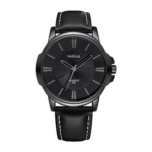 YAZOLE Orologio al Quarzo da Uomo Business Fashion Grande Quadrante Minimalista Luminoso Cassa in Lega Cinturino in Pelle Orologio da Polso Uomo Regalo