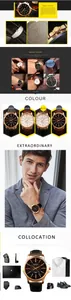 Primer plano del reloj de cuarzo Yazole para hombre con caja de oro rosa y esfera