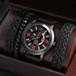 Détail de l'ensemble montre à quartz et bracelet SOKI pour homme dans son coffret cadeau