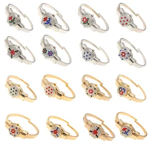 Detailed collection of ladies rhinestone flip cover bracelet watches in gold and silver