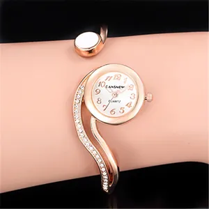 Elegante orologio a bracciale CANSNOW oro rosa per donna con dettagli in strass