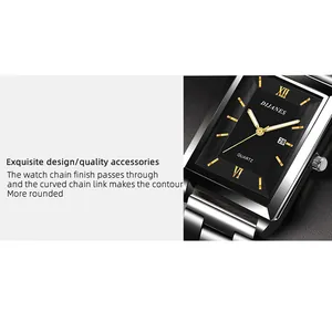 Dettaglio ravvicinato di un orologio professionale DIJANES da uomo con quadrante nero.