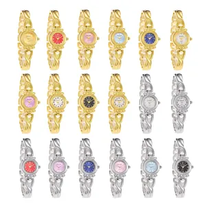 Montre à Quartz Femme Élégante Chaoyada Bracelet en Alliage Croisé Ajouré Cadran Rond Montre avec Relief Floral pour Femme