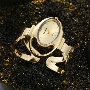 Elegante orologio a bracciale al quarzo dorato a forma di uovo per donna dorato