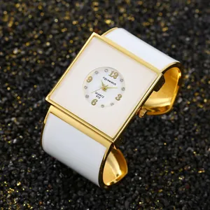 Elegante orologio a bracciale ogyawatch al quarzo bianco e oro con quadrante dettagliato