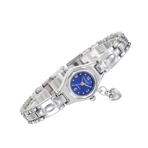Orologio elegante da donna a bracciale argento con quadrante ottagonale blu