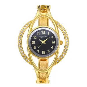 Orologio da Polso Donna alla Moda Orologio a Bangle Lusso in Lega con Strass Intarsiato Bracciale Cavo Quarzo Analogico Design di Nicchia