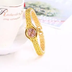 Orologio da Donna in Quarzo a Bracciale Cinturino in Maglia di Lega Piccolo Quadrante Rotondo Elegante Orologio da Polso Gioiello