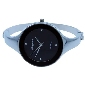 Orologio donna a quarzo con quadrante nero e cinturino a cerchio in metallo